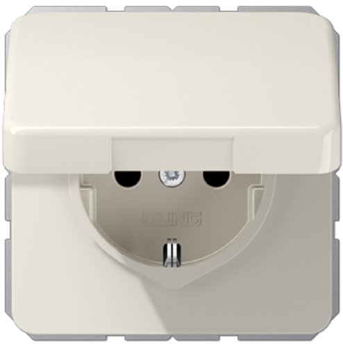 Розетка с заземлением без рамки Jung CD500 1-м. крышка шторки для IP44 слоновая кость фото Розетка с заземлением без рамки Jung CD500 1-м. крышка шторки для IP44 слоновая кость картинка
